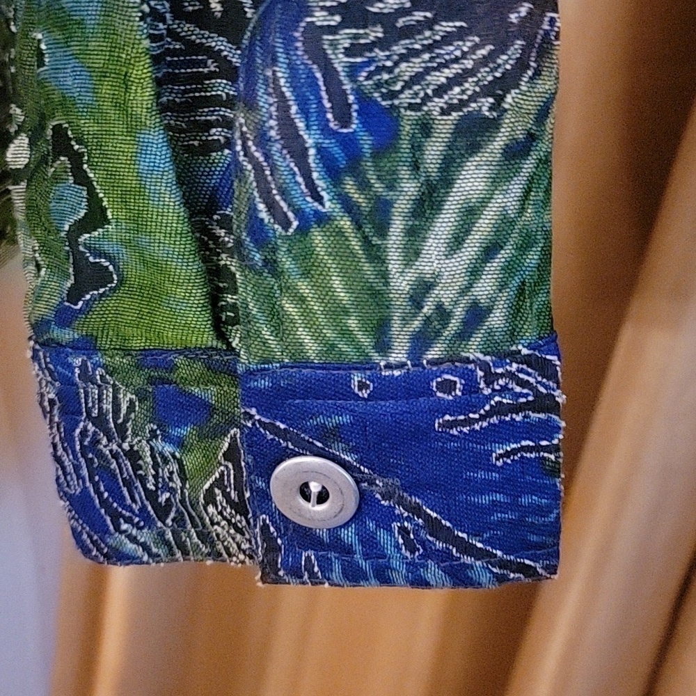Ruby Rd. Petites Zip-Up Jacket Blue Green Abstract - Picture 5 of 8